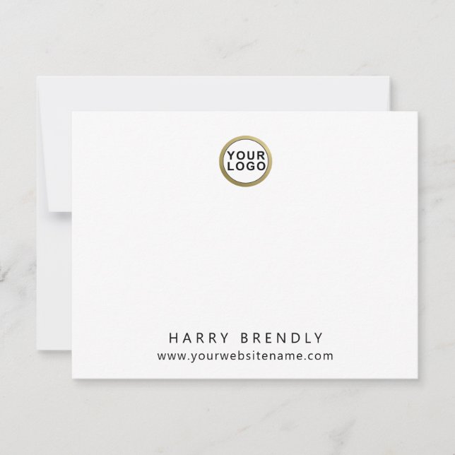 Su logotipo tarjeta de nota plana blanca Minimalis (Anverso)