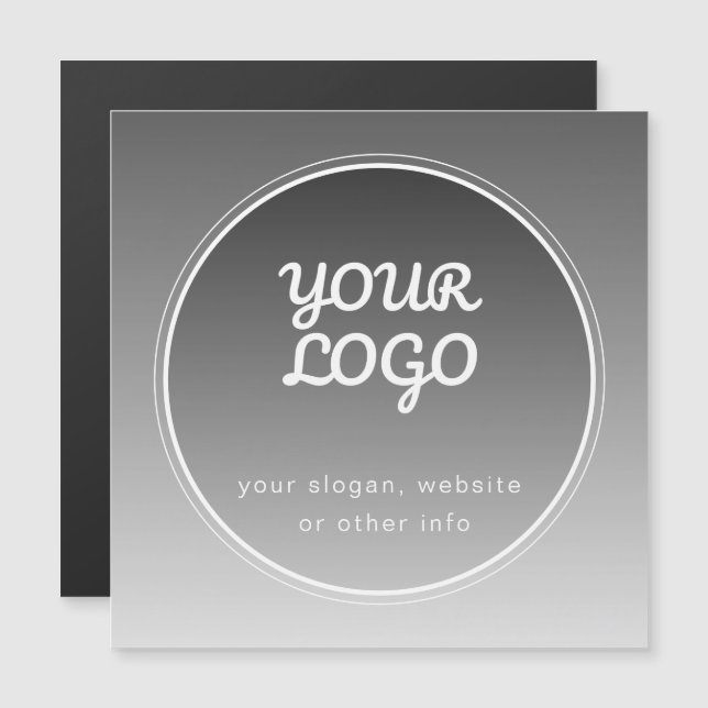 Su logotipo y texto editable | Gradiente gris oscu (Anverso/Reverso)