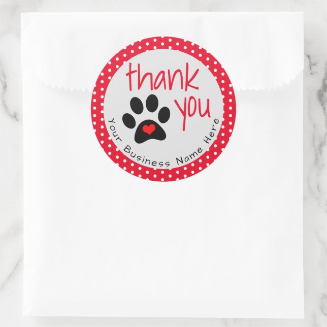 Su Mascota Business Paw Print Gracias Pegatinas (Bolso)