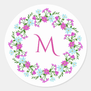 Su monograma en un marco de flores pegatinas