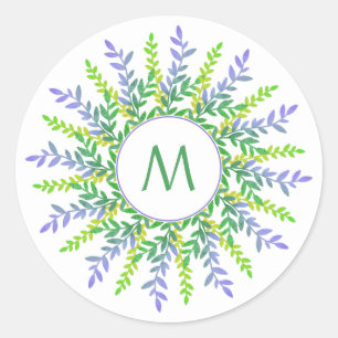 Su monograma en un marco foliar pegatinas