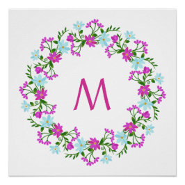 Su Monograma en un poster personalizado de Flores