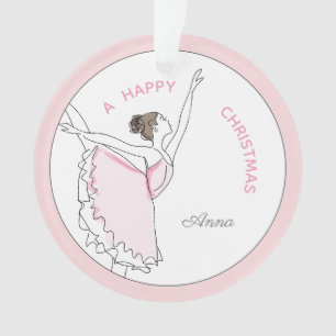 Su Nombre Aquí Ornamento De Navidad Pink Ballerin