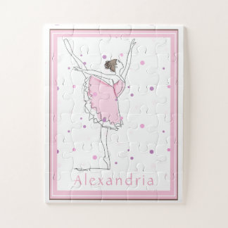 Su Nombre Aquí Pink Ballerina Polka Dot Puzzle