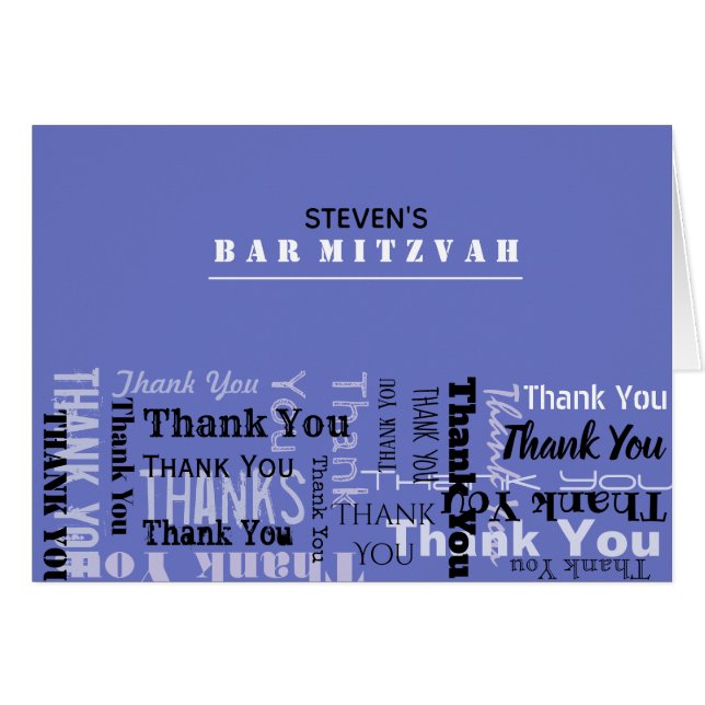 SU NOMBRE Bar Bat Mitzvah Gracias Tarjeta (Anverso (Horizontal))