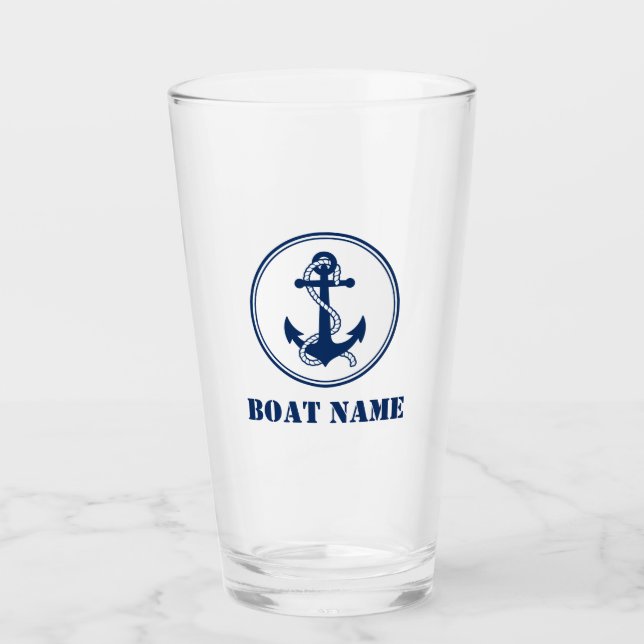Su nombre de barco Navy Blue Rope & Anchor (Anverso)