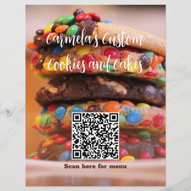 Su nombre de negocio Texto con menú Cookie de códi (Frente)