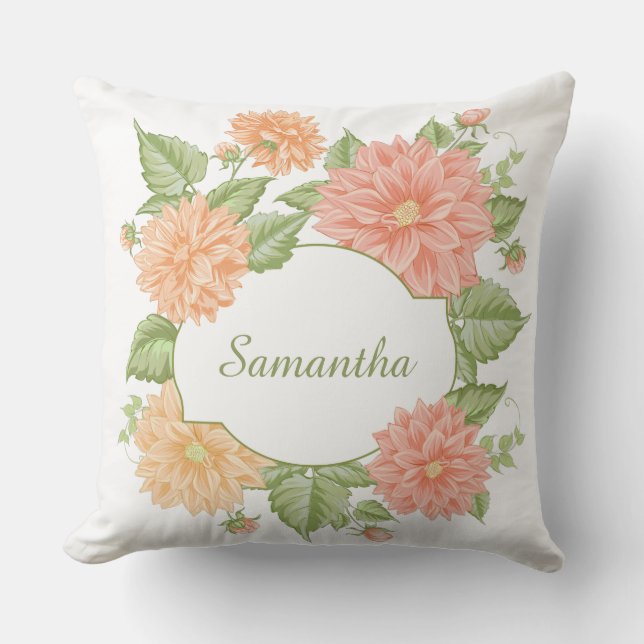 Su nombre en un marco florido lanza almohadas (Anverso)