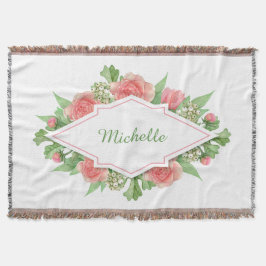 Su nombre en una manta de lanzamiento de marco de 