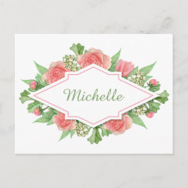 Su nombre en una postal de marco de flores