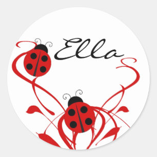 Su nombre Ladybug Round Pegatina