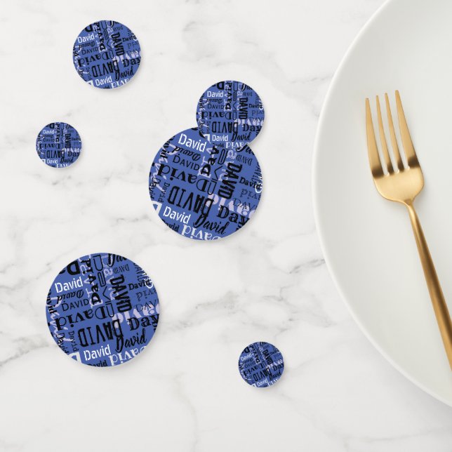Su NOMBRE Personalizable Fiesta Confetti Blue Mans (Grupo)