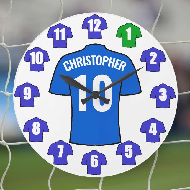 Su nombre Reloj de fútbol - Camisetas azules (Subido por el creador)