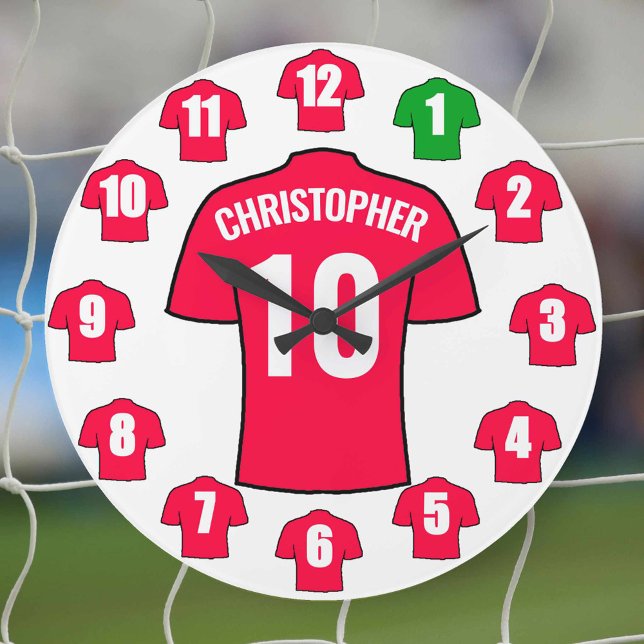Su Nombre Reloj de Fútbol - Camisetas rojos (Subido por el creador)