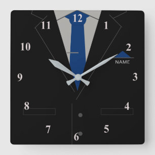 Su nombre Reloj de negocios Black Suite Blue Neckt