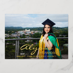 Su nombre y foto graduada Invitación de Relieve me