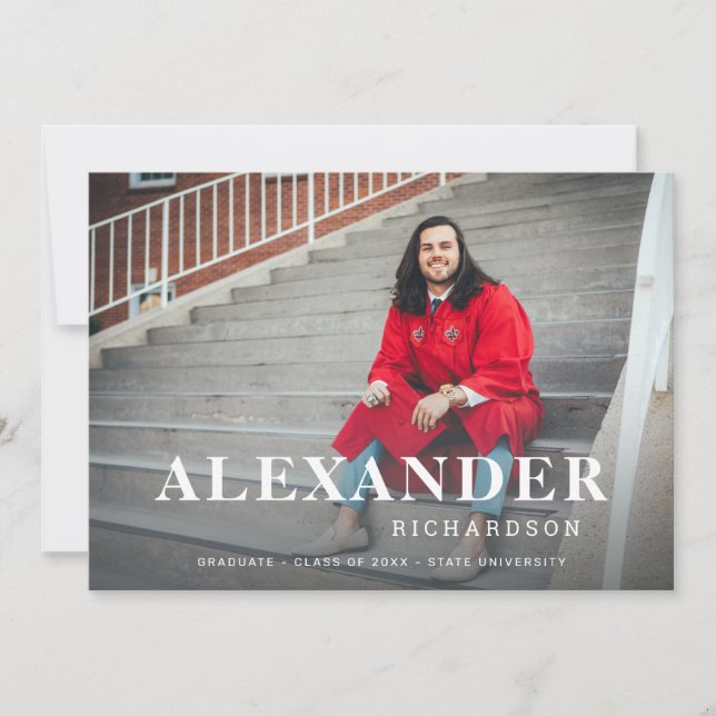 Su nombre y foto Invitación de graduado M 2 (Anverso)