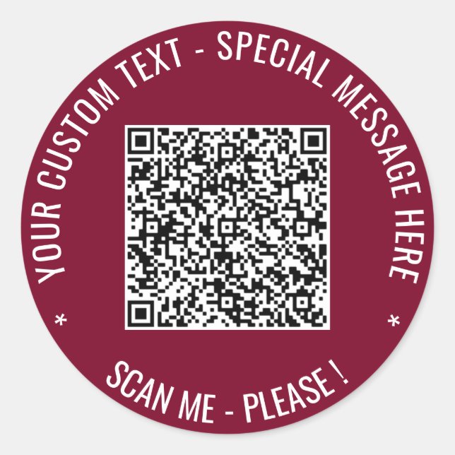 Su Pegatina de código QR con texto Personalizado E (Anverso)