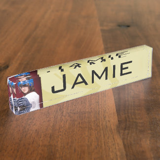 Su placa de nombre de foto