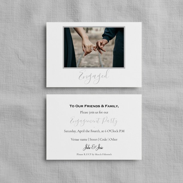 Su propia foto, tarjeta de fiesta de invitación co (Your own photo, engaged announcement party card.)