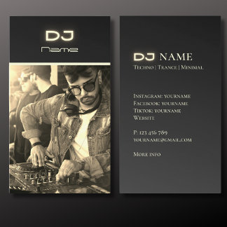 Su propia tarjeta de visita para DJ photo techno