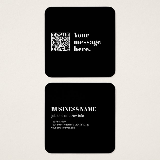 Su propio código QR cargado y texto retro editable (Anverso y reverso)