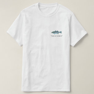 Su pueblo o nombre camiseta de pesca de pelo rayad