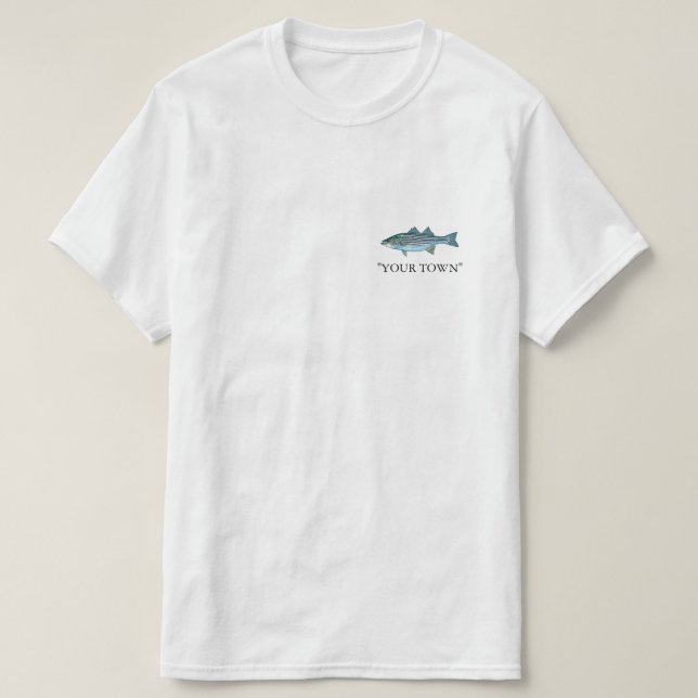 Su pueblo o nombre camiseta de pesca de pelo rayad (Diseño del anverso)