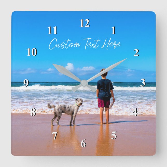 Su regalo de reloj de pared de fotos con nombre de (Anverso)