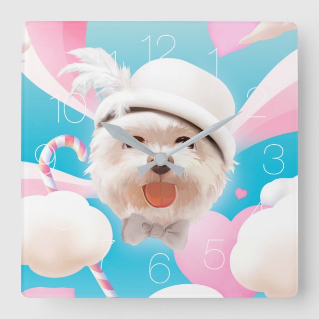 Su reloj de pared cuadrado de sonrisas (Anverso)