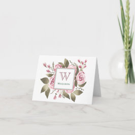 Su Rosa favorito Monogram Notecard