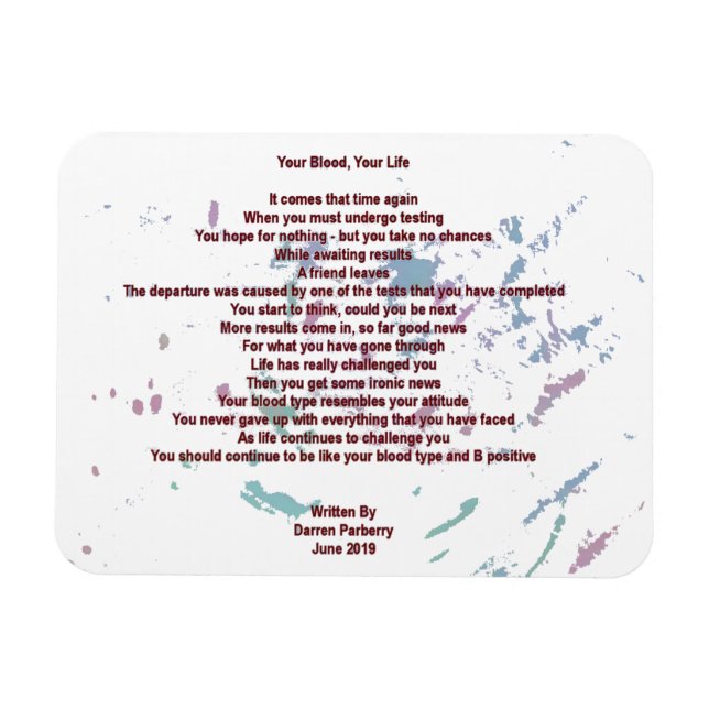 Su sangre, su vida 7 cm x 10 cm Imán flexible (Horizontal)