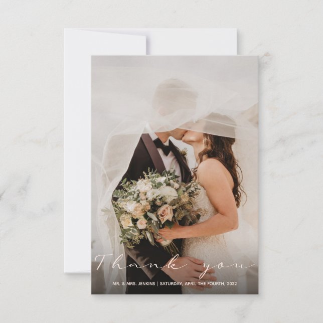 Su tarjeta de agradecimiento a la foto de su boda (Anverso)