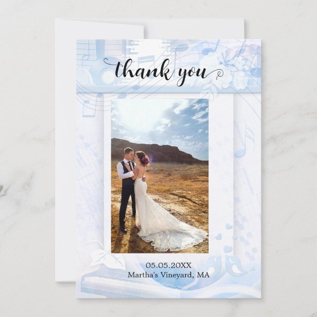 Su tarjeta de agradecimiento a su Boda de música a (Anverso)