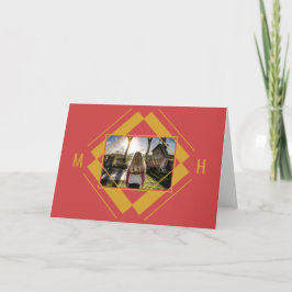 SU tarjeta de felicitación geométrica de foto y mo