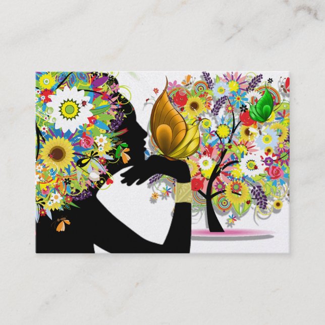 Su tarjeta de visita - Perfil de mariposa floral (Anverso)