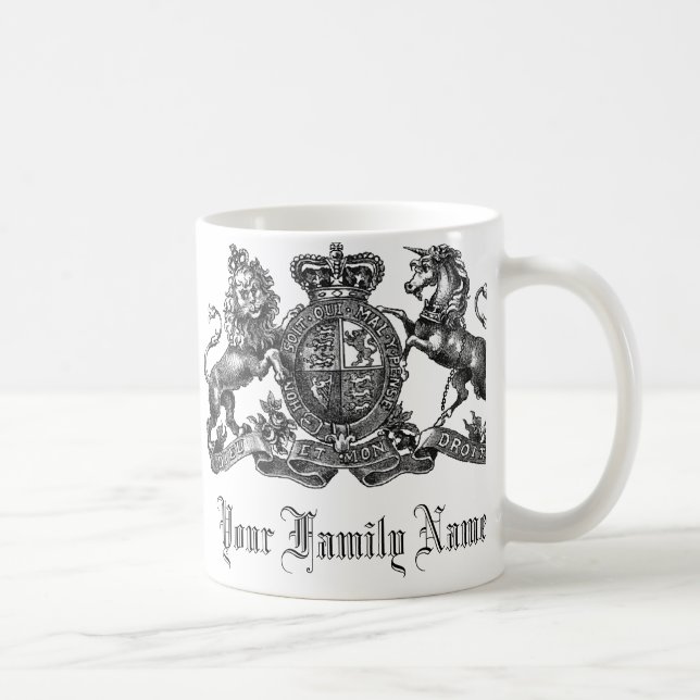 Su taza de café adaptable del escudo del apellido (Derecha)