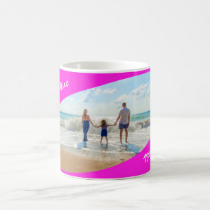 Su taza de café fotográfico con nombre de texto Pe