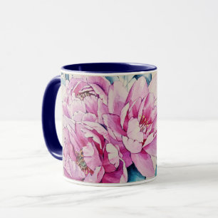 Su taza rosada conocida de la flor de la acuarela