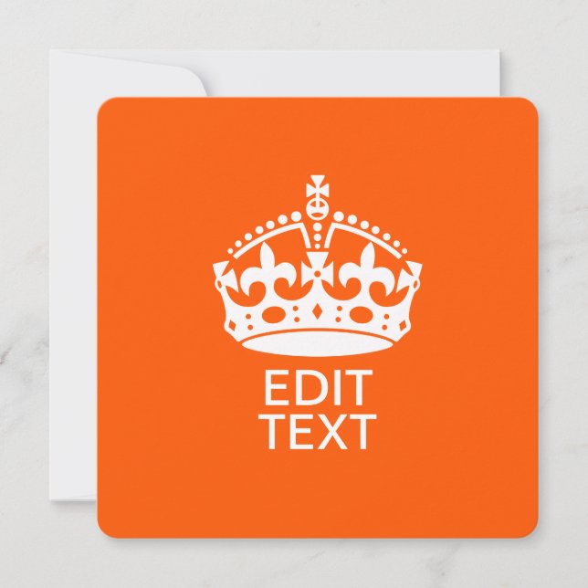 Su Texto en Corona Keep Calm Naranja (Anverso)