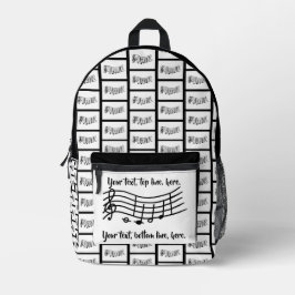 Su texto en mochilas personalizadas con notas musi