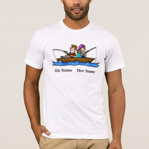 Su y su pesca en camisetas del barco junto