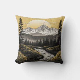 Suave almohada con diseño majestuoso de cordillera