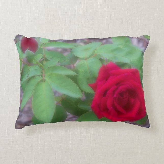 Suave foco rojo rosa sobre una almohada (Anverso)