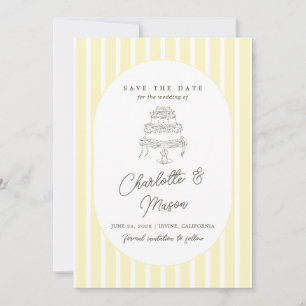 Suave tarjeta de aviso de fecha de boda con rayas 