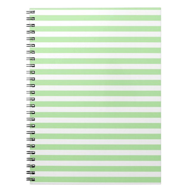 Suavemente verde y blanco raya el cuaderno (Frente)