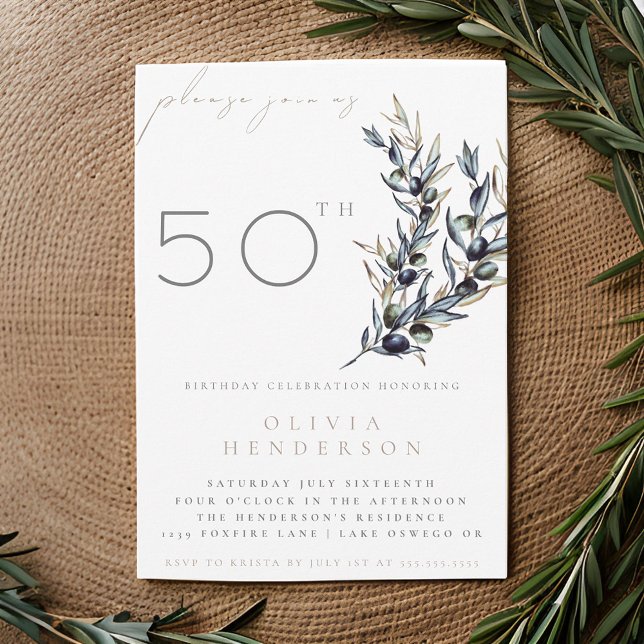 Subdivisión Olive de color de agua Invitación al c (Subido por el creador)