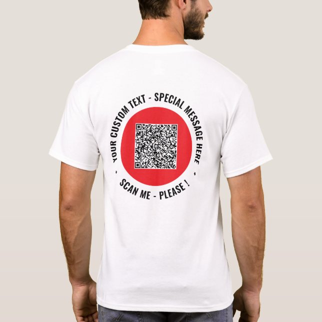 Sube tu camiseta de código QR con texto personaliz (Reverso)
