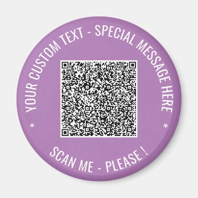 Sube tu código QR Ejemplo de imán con texto person (Frente)