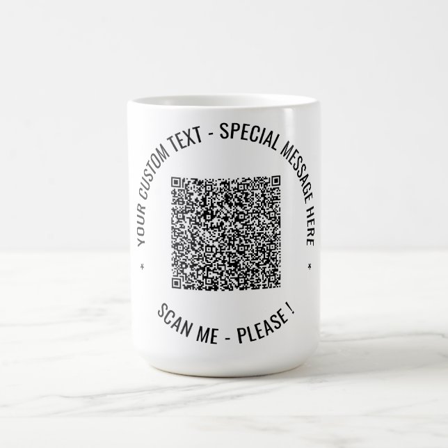 Sube tu código QR Taza de café con texto personali (Centro)
